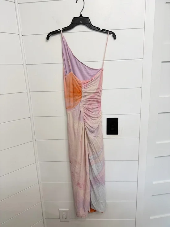 Jonathan Simkhai Coral Havana Marble Printed Midi Dress Size XS 36328 - Picture 6 of 15